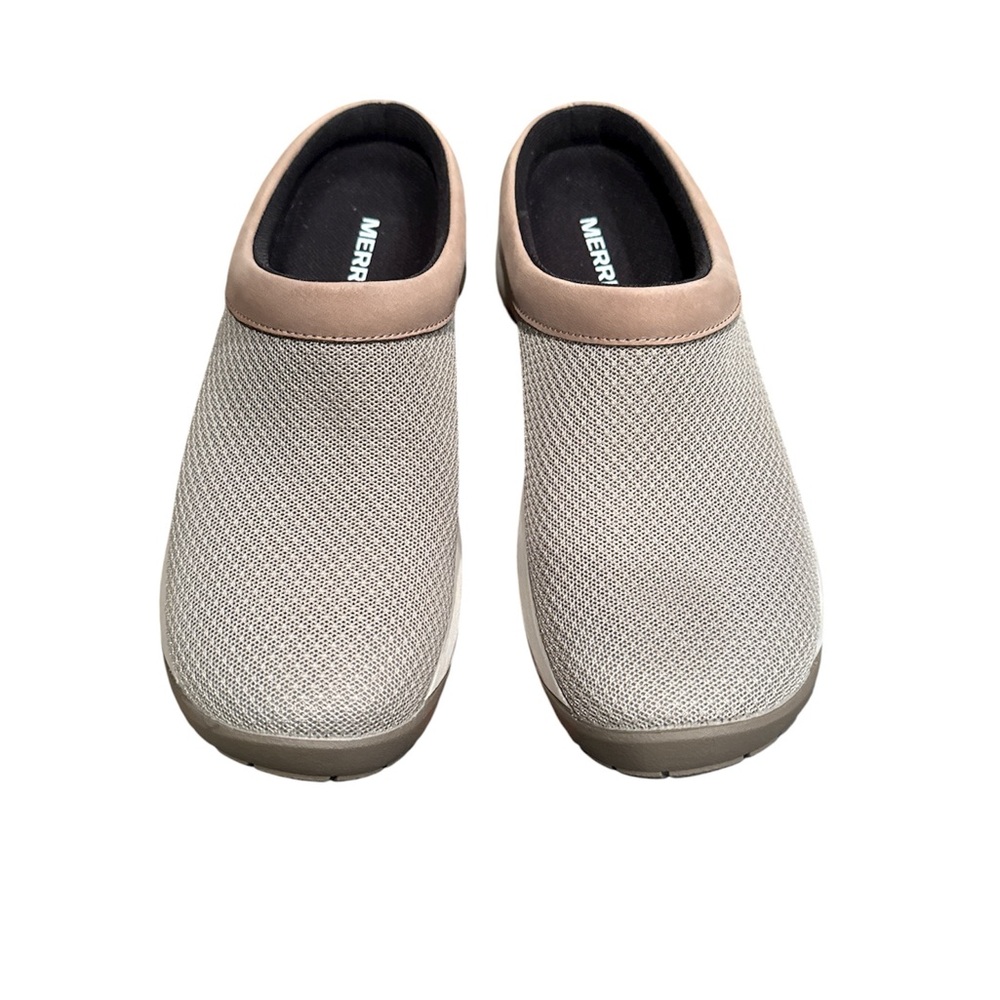 Merrell Tan and Gray Mules